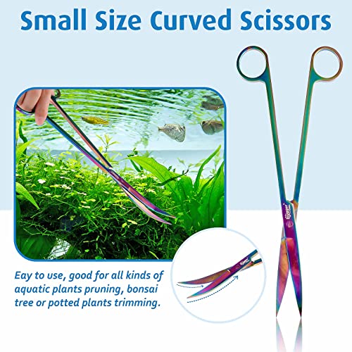 hygger 6-in-1 Premium Aquascaping Instruments Equipment for Aquariums, That includes Stainless Metal Tweezers, Scissors, and Spatula, Consists of Instrument Holder and Cleansing Fabric, Perfect for